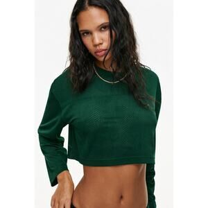 Aritzia TNA Direction Green Cropped Long Sleeve Jersey XS Sporty Blokecore